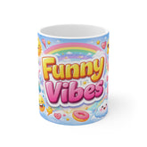 Funny Vibes Coffee Mug — Cute Rainbow Emoji Graphic 11oz