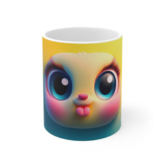 Cute Colorful Kawaii Face Coffee Mug — Cute Animal Face 11oz Ceramic Mug