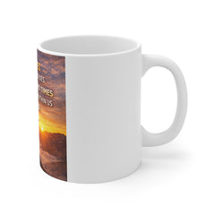 Motivational Coffee Mug - "Hard Times Don't Create Heroes" Inspirational Sunrise Mug