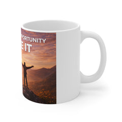 Motivational Sunrise Mug - "Don't Wait for Opportunity, Create It" Inspirational Coffee Cup