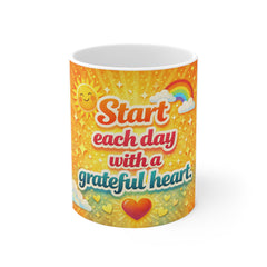 Inspirational Mug — "Start Each Day With a Grateful Heart" Coffee Cup