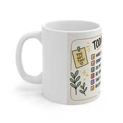 Motivational Checklist Mug — "Today's Plan" 11oz Coffee Cup