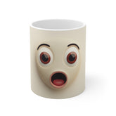 Shocked Face Ceramic Mug — Funny Emoji Coffee Cup for Home & Office
