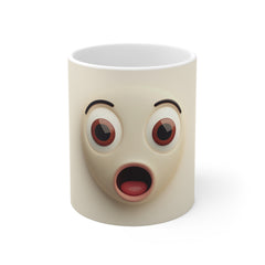 Shocked Face Ceramic Mug — Funny Emoji Coffee Cup for Home & Office