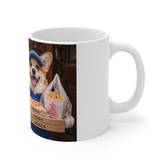 Cute Corgi Delivery Mug — Dog Barista & Pizza Courier 11oz Coffee Cup