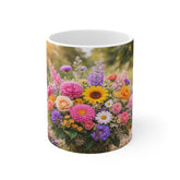 Floral Bouquet Coffee Mug — Colorful Wildflower Garden 11oz Ceramic
