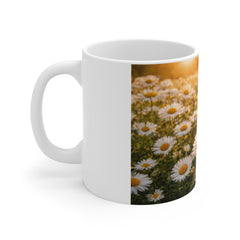 Daisy Field 11oz Ceramic Mug – Sunlit Wildflower Coffee Cup