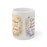 Inspirational Floral Mug — "Let Your Light Shine" Ceramic Coffee Cup