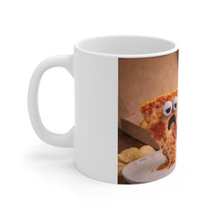 Funny Pizza Mug — "I Give Up! Diet Starts Eventually" Coffee Cup