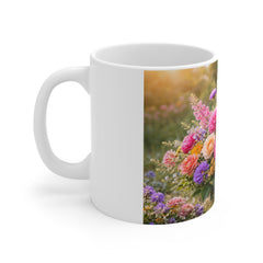 Floral Bouquet Coffee Mug — Colorful Wildflower Garden 11oz Ceramic