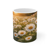 Daisy Field 11oz Ceramic Mug – Sunlit Wildflower Coffee Cup