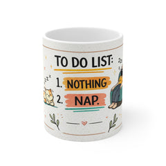 Mug — "To Do List: 1. Nothing 2. Nap" Cute Cat Coffee Cup