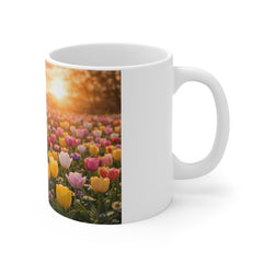 Inspirational Tulip Garden 11oz Mug — "Your mind is a garden" Quote Coffee Cup