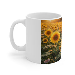 Sunflower Field 11oz Mug — Bright Floral Coffee Cup for Garden Lovers