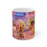 Ice Cream Monster Mug — Whimsical Dessert Horror 11oz Ceramic Coffee Cup