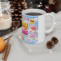 Funny Vibes Coffee Mug — Cute Rainbow Emoji Graphic 11oz
