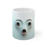 Surprised Face Ceramic Mug — Quirky 11oz Coffee Cup with Expressive Eyes
