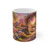 Floral Garden Sunrise Mug — Cottagecore Tea Coffee Cup