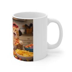 Dog & Cat Pizza Party Mug — Cute Pet Snack Time 11oz Ceramic Coffee Cup