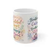 Grateful Heart Happy Mind Mug — Inspirational Mindfulness Coffee Cup