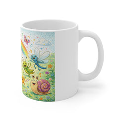 Happy Bugs Rainbow Mug — Cute Bee & Ladybug Kids Coffee Cup