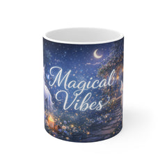 Magical Vibes Mug — Unicorn Night Scene 11oz Ceramic Coffee Cup
