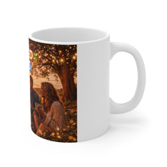 Rooted Vibes Coffee Mug — Cozy Friends Sunset 11oz Ceramic Mug