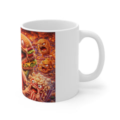 Horror Burger Monster Coffee Mug — Creepy Retro Fast Food Horror Scene 11oz