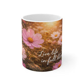 Live Life in Full Bloom Mug — Floral Coffee Cup Gift