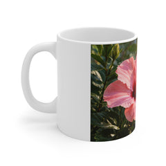 Hibiscus Floral Quote Mug — "Where flowers bloom so does hope" 11oz Ceramic Coffee Cup