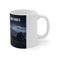 Feeling Alone Sad Vibes Coffee Mug — Moody Ocean Night Scenic 11oz Ceramic