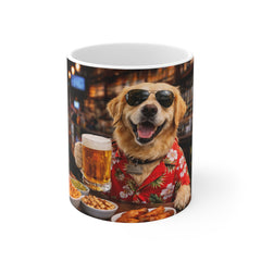 Beer-Loving Golden Retriever Mug – Funny Dog with Sunglasses Coffee Cup