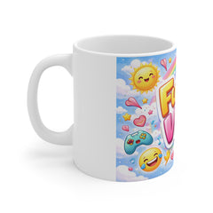 Funny Vibes Coffee Mug — Cute Rainbow Emoji Graphic 11oz