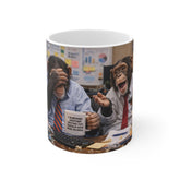 Funny Office Monkey Mug — 'I Survived Another Meeting That Should Have Been An Email' 11oz Coffee Cup