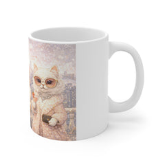 Chic City Cats Coffee Mug – Fashionable Cats with Champagne & Coffee 11oz