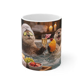 Relaxing Otters Spa Mug – Cute Animal Coffee Cup with Cocktails