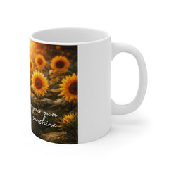 Sunflower Field Coffee Mug — "Be your own sunshine" Inspirational Ceramic Mug