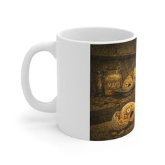 11oz Mug — Spooky Monster Egg Breakfast Mug (Mayo Jar)