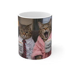 Funny Cat Mug — 'World's Best Boss' & 'I Hate Mondays' Office Cat Coffee Cup