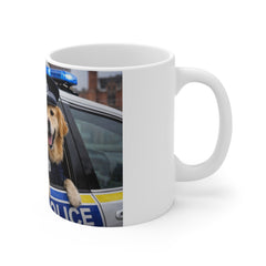 Police Pup Coffee Mug — Cute Golden Retriever Officers with "World's Best Boss" Cup