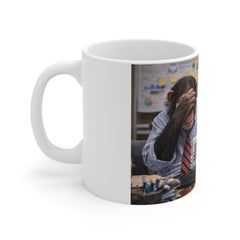 Funny Office Monkey Mug — 'I Survived Another Meeting That Should Have Been An Email' 11oz Coffee Cup