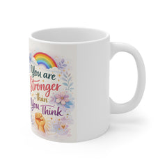 Inspirational Floral Mug — "Trust the Timing of Your Life" & "You Are Stronger Than You Think"