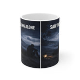 Feeling Alone Sad Vibes Coffee Mug — Moody Ocean Night Scenic 11oz Ceramic