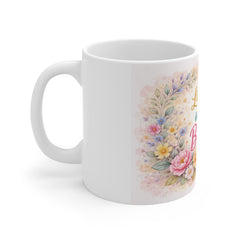Live Life in Full Bloom Floral Mug — Inspirational Coffee Tea Cup for Gardeners & Moms