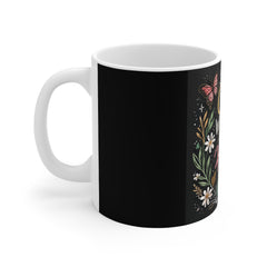 Chase What Makes You Happy Mug — Inspirational Floral 11oz Coffee Cup