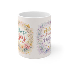 Choose Joy Floral Mug — Positive Mindset Inspirational Coffee Cup