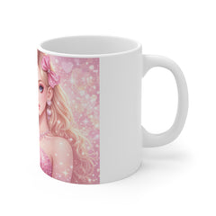 11oz Mug — Pink Glam Girl Illustration Coffee Cup