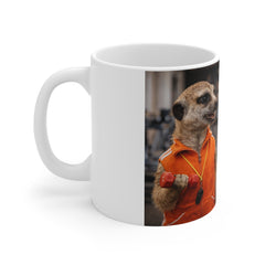 Meerkat Gym Buddies Coffee Mug — Funny Animal Workout 11oz Ceramic