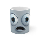 Surprised Face Coffee Mug — Funny Wide-Eyed 11oz Ceramic Mug