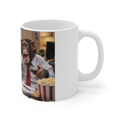 Funny Office Monkey Mug — 'I Survived Another Meeting That Should Have Been An Email' 11oz Coffee Cup